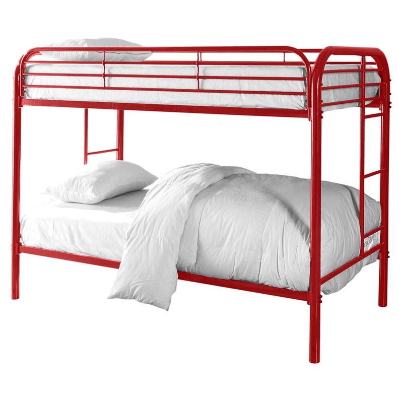 Furniture Of America Sulie Transitional, Red Metal Bunk Bed Twin Over Twin