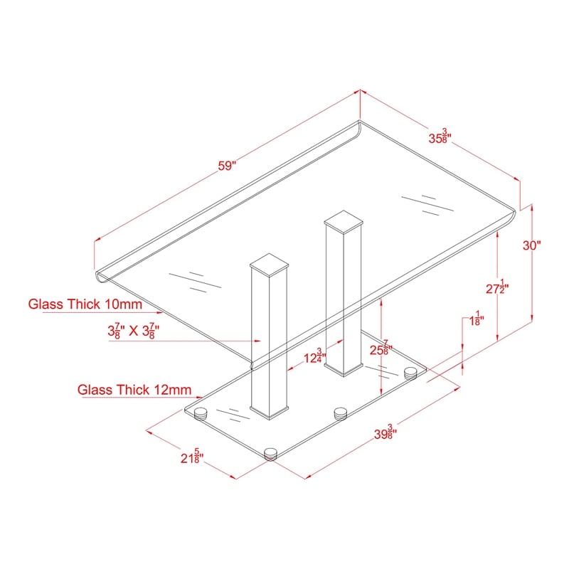 Furniture of America Marva Glass Top Dining Table in Black and Silver
