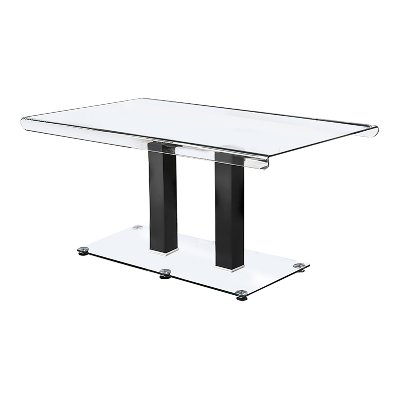 Furniture of America Marva Glass Top Dining Table in Black and Silver