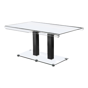 furniture of america marva glass top dining table in black and silver