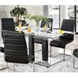 Furniture of America Marva Glass Top Dining Table in Black and Silver