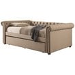 Furniture of America Acnitum Fabric Tufted Queen Daybed with Trundle in Beige