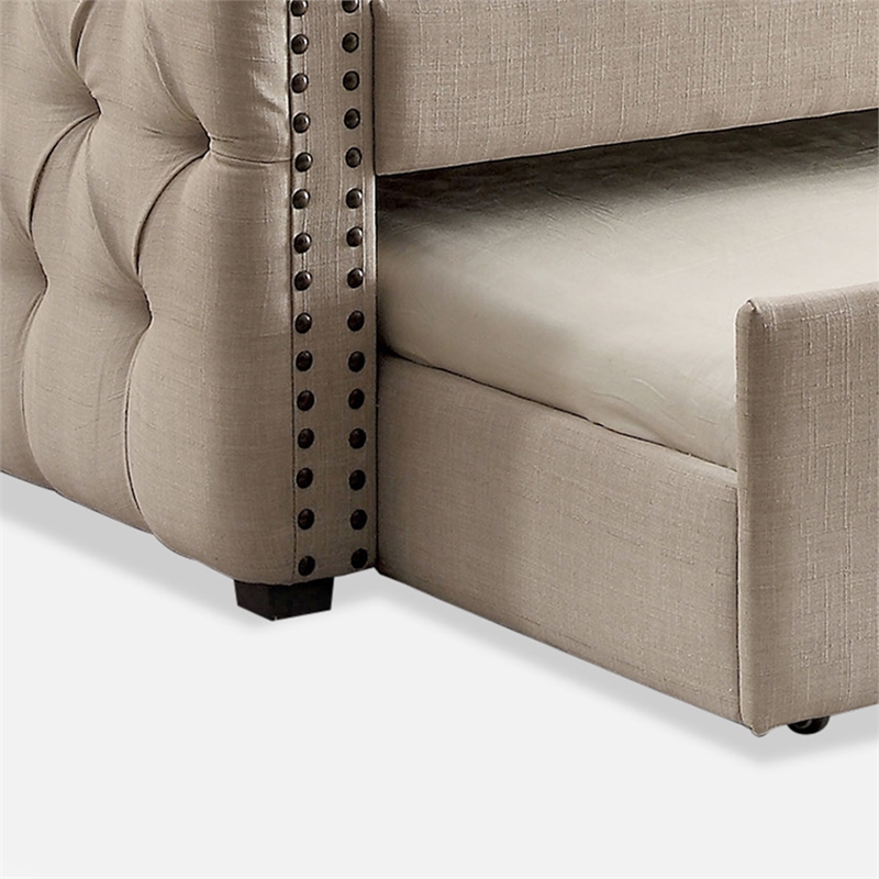 Furniture of America Levina Contemporary Fabric Twin Trundle in Ivory