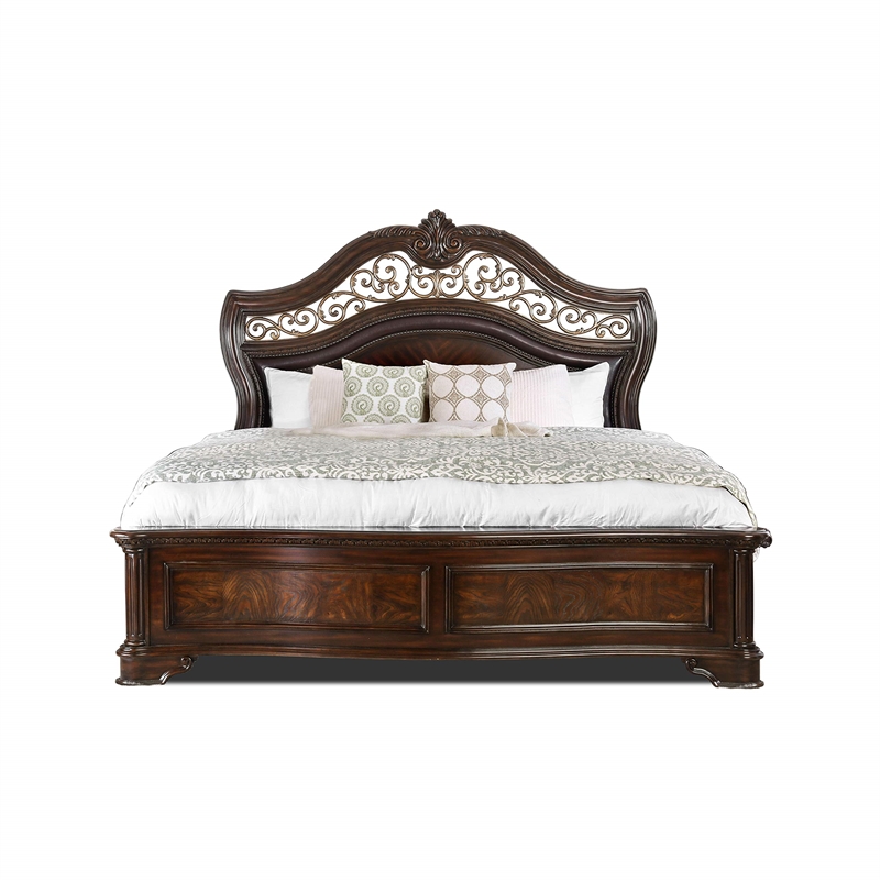 Furniture of America Jordan Wood California King Panel Bed in Brown Cherry
