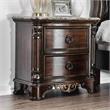 Furniture of America Jordan Wood and Marble Top Nightstand in Brown Cherry