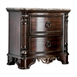Furniture of America Jordan Wood and Marble Top Nightstand in Brown Cherry