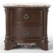 Furniture of America Jordan Wood and Marble Top Nightstand in Brown Cherry