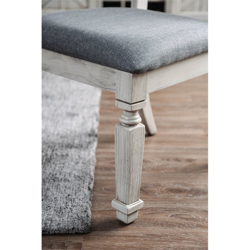 Furniture of America Cassie Wood Padded Dining Chair in Antique White (Set of 2)