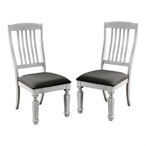 Furniture of America Cassie Wood Padded Dining Chair in Antique White (Set of 2)