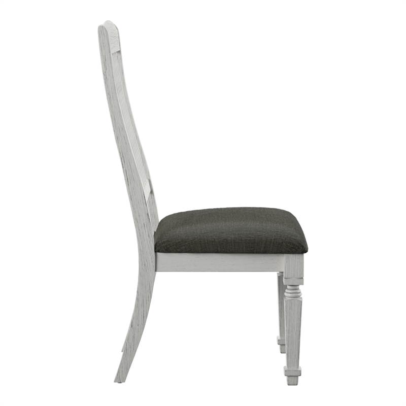 Furniture of America Cassie Wood Padded Dining Chair in Antique White (Set of 2)