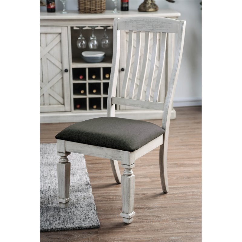 Furniture of America Cassie 6-Piece Wood Dining Set in Antique White