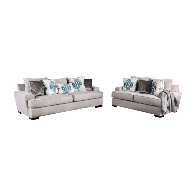 Furniture of America Harmon Contemporary 2Piece Chenille Sofa Set in