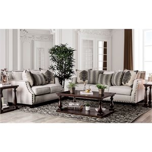 furniture of america bell 2 piece contemporary chenille fabric upholstered sofa set