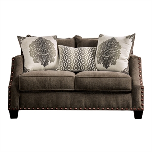 furniture of america bell contemporary chenille fabric upholstered loveseat