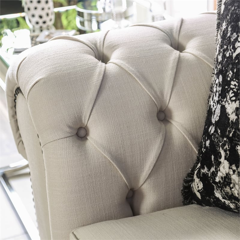 Furniture of America Isabella Transitional Fabric Sofa in Beige