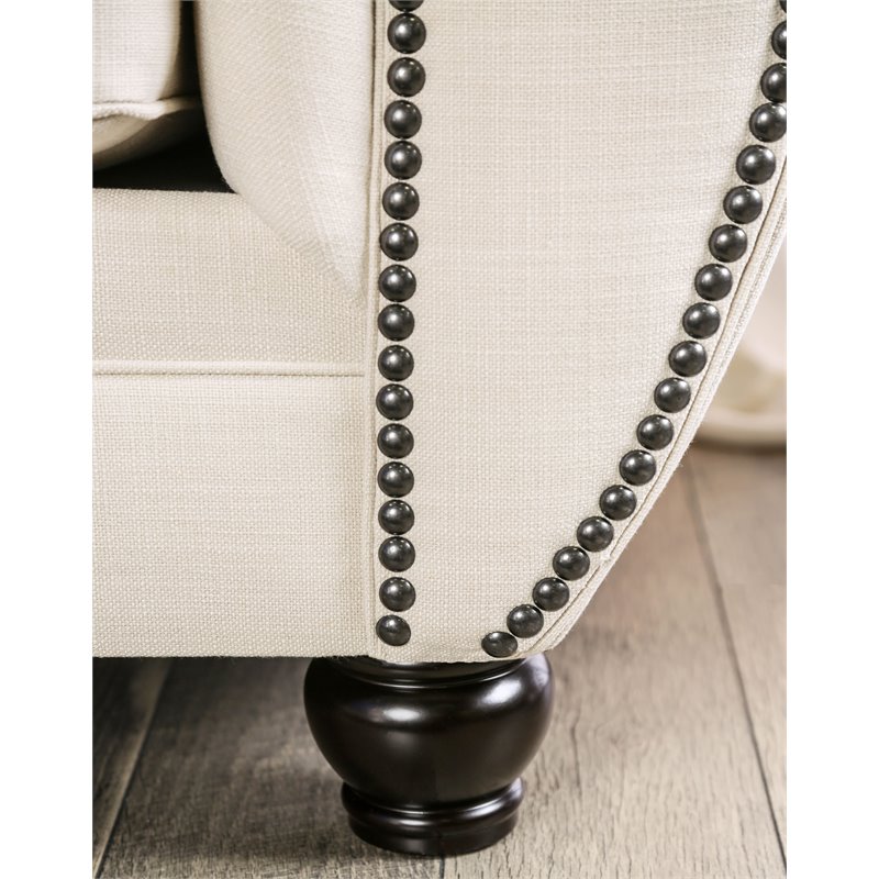 Furniture of America Isabella Transitional Fabric Loveseat in Beige