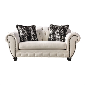 Furniture of America Isabella Transitional Fabric Loveseat in Beige