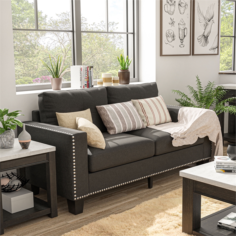 Furniture of America Zilly Modern Victorian Fabric Tufted Sofa in Gray