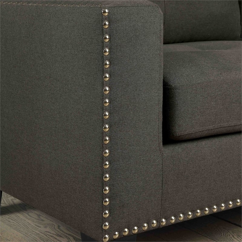 Furniture of America Zilly Modern Victorian Fabric Tufted Sofa in Gray