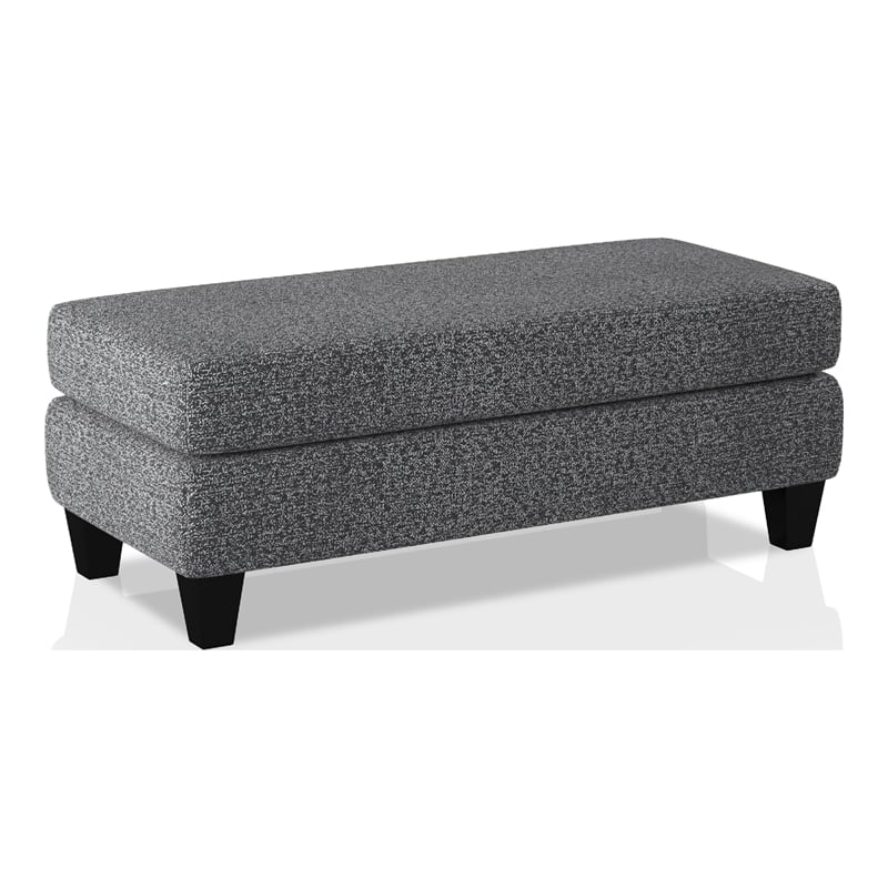 Furniture of America Burcham Transitional Chenille Upholstered Ottoman in Gray