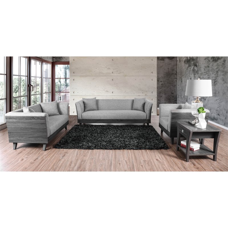 Furniture Of America Tigua Contemporary 3 Piece Sofa Set In Gray Furniture Of America Tigua Contemporary