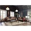 Furniture of America Eli Faux Leather Tufted Sofa in Burgundy and Dark Brown