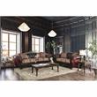 Furniture of America Eli Faux Leather Loveseat in Burgundy and Dark Brown