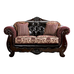 furniture of america eli traditional faux leather tufted loveseat