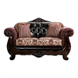 Furniture of America Eli Faux Leather Loveseat in Burgundy and Dark Brown