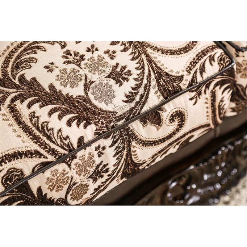 Furniture of America Eli Faux Leather Tufted Sofa in Dark Brown and Brown