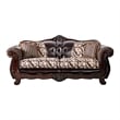 Furniture of America Eli Faux Leather Tufted Sofa in Dark Brown and Brown