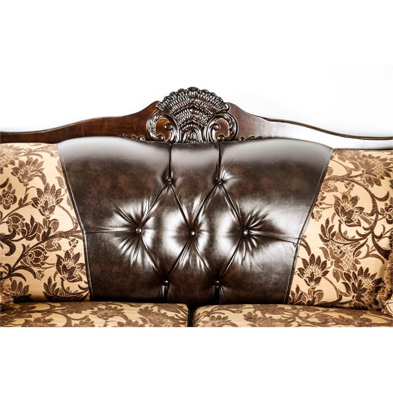 Furniture of America Eli Faux Leather 2-Piece Sofa Set in Tan Brown