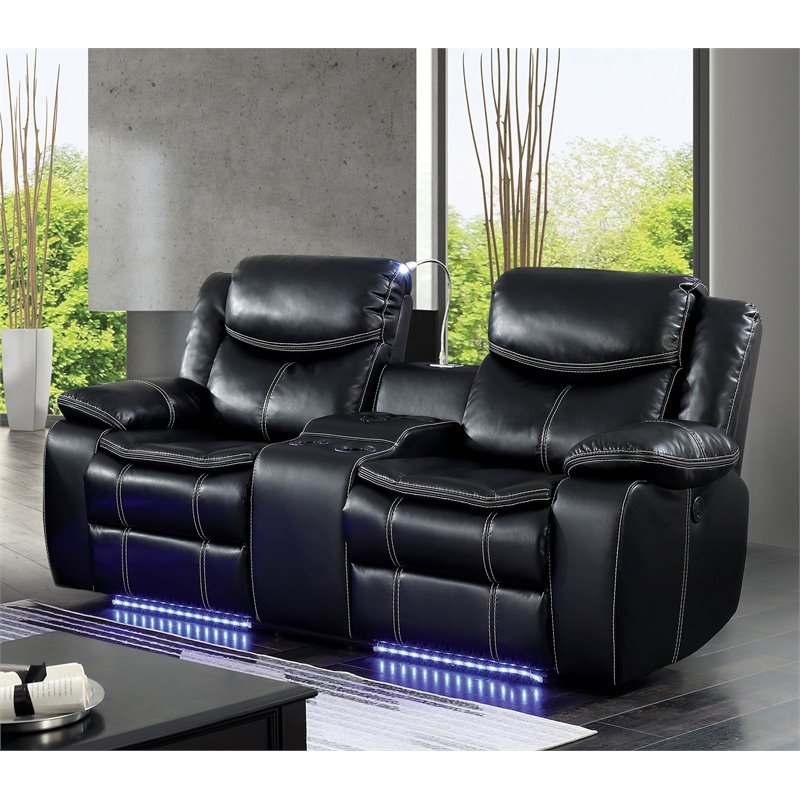 Furniture Of America Stanton Faux, Black Leather Power Recliner