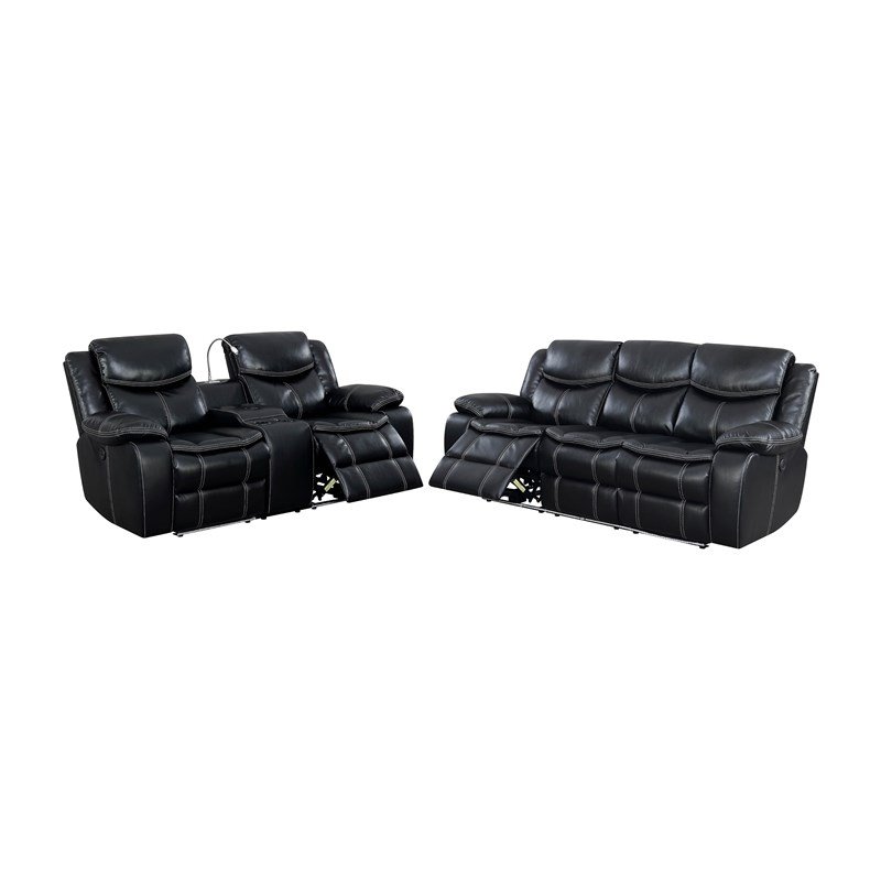 Piece Reclining Sofa Set In Black, American Leather Comfort Recliner Reviews
