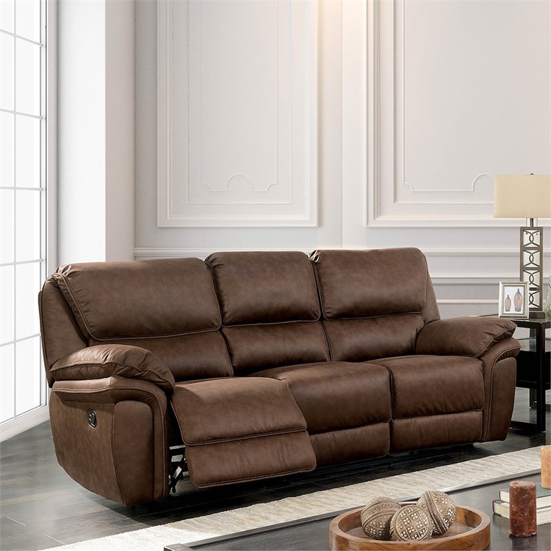 Furniture Of America Ronda Faux Transitional Leather Reclining Sofa In ...