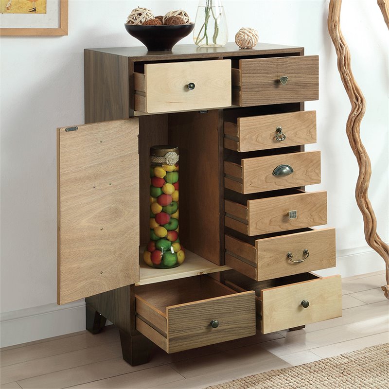 Furniture of America Kasma Vintage Wood 8-Drawer Accent Chest in Walnut