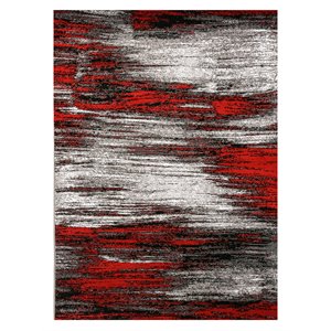 Furniture of America Durk Contemporary Fabric 5'x7'2&quot Area Rug in Gray and Red