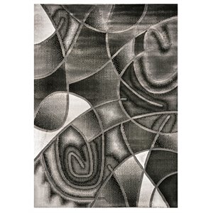 Furniture of America Libby Fabric 5'x7'2&quot Area Rug in Gray and Black