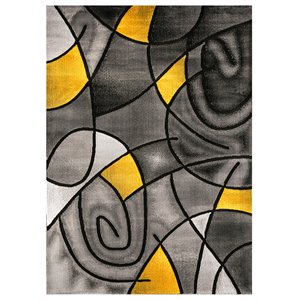 furniture of america libby area in charcoal and yellow