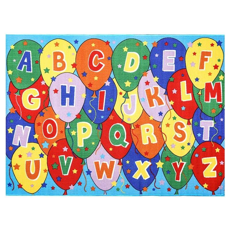Furniture of America Baffy Fabric Alphabet Balloon 5'x7' Area Rug in Multi-Color