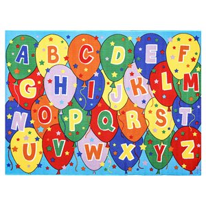 furniture of america baffy fabric alphabet balloon 5'x7' area rug in multi-color