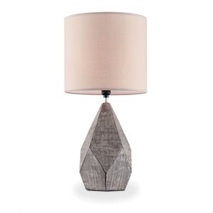 furniture of america geoff modern metal geometric table lamp in stone gray