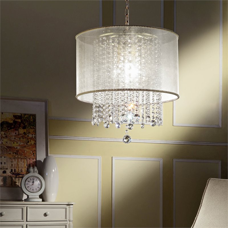 Furniture of America Beacon Glam Glass Sparkling Chandelier in Gold