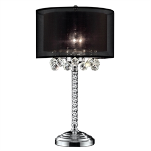 furniture of america shirley glass and metal table lamp in black and silver