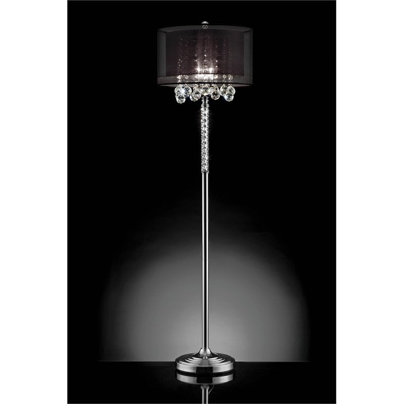 America Shirley Glam Metal Floor Lamp, Black And Silver Floor Lamp