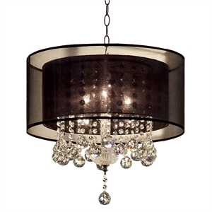 furniture of america shirley glam glass sparkling chandelier in black and silver
