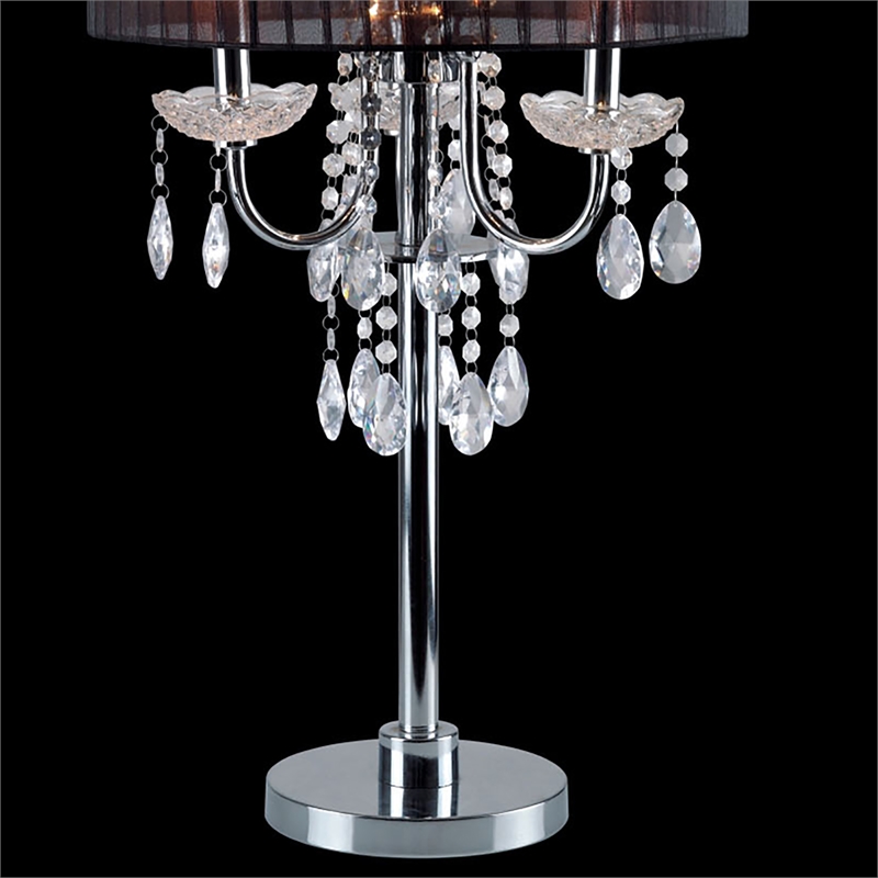 Furniture of America Tessa Glam Metal Sparkling Table Lamp in Black