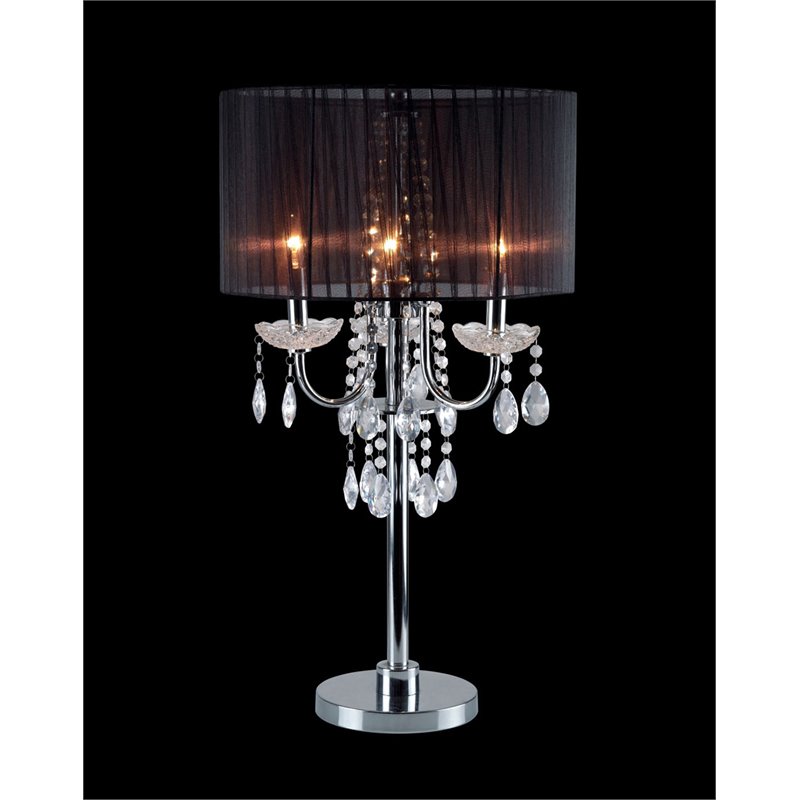 Furniture of America Tessa Glam Metal Sparkling Table Lamp in Black