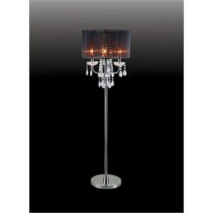 Furniture of America Tessa Glam Metal 62.5&quot Floor Lamp in Black