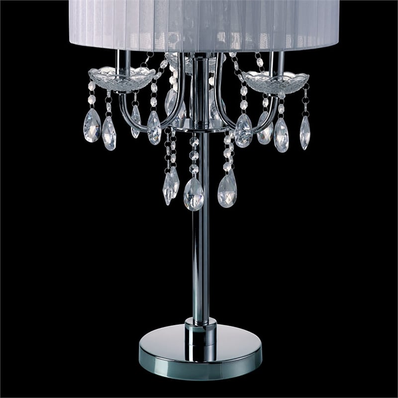Furniture of America Tessa Glam Metal Sparkling Table Lamp in White